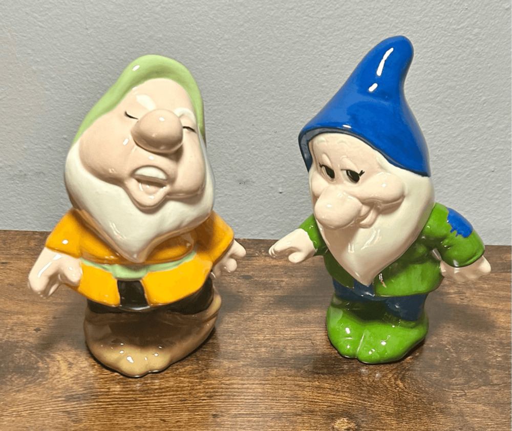 Vintage Disney Snow White & the Seven Dwarves Ceramic Figures- Sleepy & Bashful